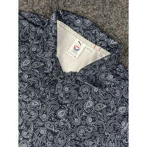 Puma Volition America Shirt Mens Medium Blue Paisley Print Performance Golf Polo